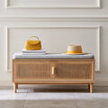 Ławka ze schowkiem, tapicerowany tkaniną, kolor: jasnoszary i jasnobrązowy